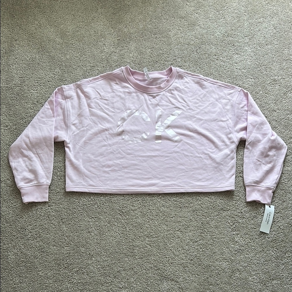 BRAND NEW Calvin Klein Light Pink Cropped Top Sweatshirt